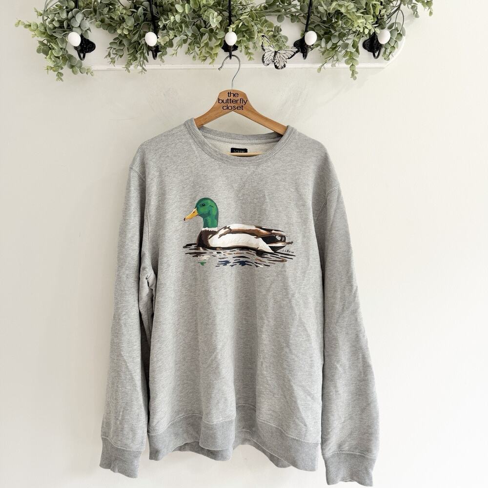 Men’s J. Crew Mallard Duck Graphic Crew Neck Sweatshirt XL CP